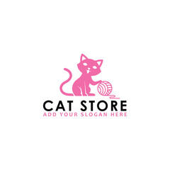 cat pet animal store logo design vector