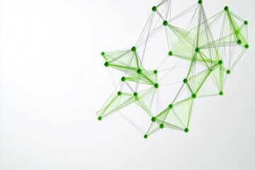 abstract illustration of interconnected green nodes forming sustainable network floating on white background