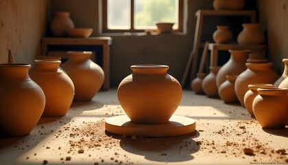 rustic earthy pottery background with textured clay surface, handmade ceramic design, and natural warm tones for artistic and craft projects