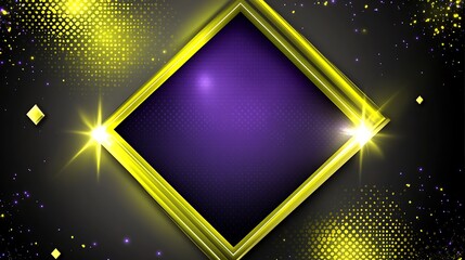 Obraz premium Abstract Gold Frame with Purple Background and Yellow Sparkle