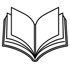 Simple Line Art of an Open Book in Vector Format