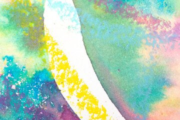 Vibrant Watercolor and Crayon Paint Background Multicoloured Close Up Creative and Arttistic