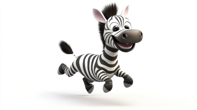 Happy cartoon zebra running.