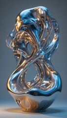 Fototapeta premium Stunning modern sculpture depicting fluid movement and human form illuminated in soft light