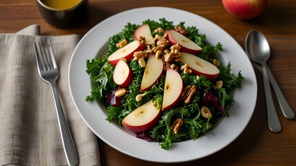 Kale Salad with Apples, Walnuts, and Maple-Mustard Vinaigrette