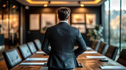 Corporate leader confronting financial decline and making crucial decisions in modern boardroom