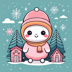 cute and pretty drawings related to weather, wind, rain, cold, spring, summer, autumn, winter