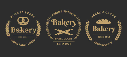 Bakery retro logo set