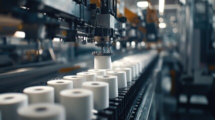 Naklejka premium Automated Textile Manufacturing: Precision and Efficiency in Yarn Production