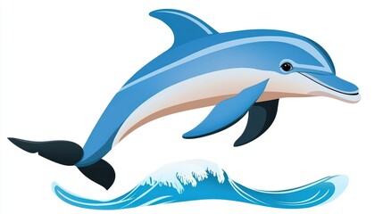 Fototapeta premium A stylized dolphin leaping over a wave, showcasing marine life.