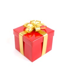 Red Gift Box with Gold Ribbon and Bow – Perfect for Valentine's Day, Mother’s Day, and Love-Themed Celebrations