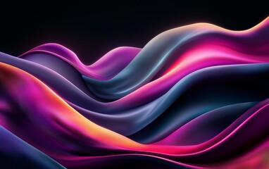 Obraz premium Abstract Vibrant Pink Purple Blue Swirling Waves Digital Art Background