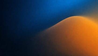Grainy blue orange black background, abstract color gradient wave shape noise texture