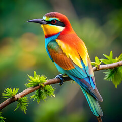 Fototapeta premium Beautiful wild bird perched on a branch in nature