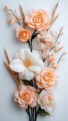 Bouquet of White Roses, Flowrers for Wedding and Romantic Template, using generative ai