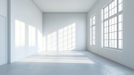 Obraz premium Sunlit Empty Room: Minimalist Interior Design