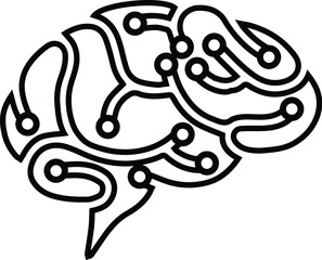 AI brain circuit board icon, Artificial intelligence technological chip, Vector illustration