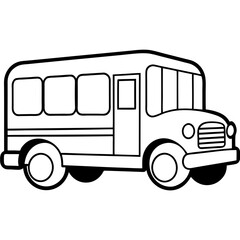 Vintage School Bus in Simple Vector Style