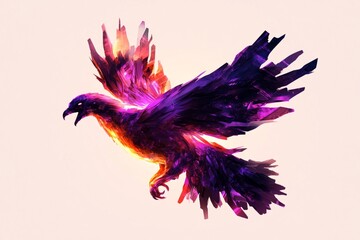 Obraz premium A vibrant phoenix with colorful wings, symbolizing rebirth and transformation