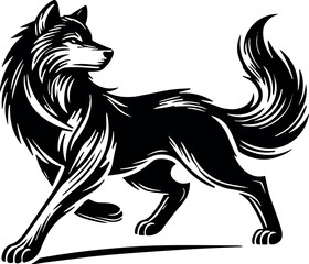 Majestic Wolf Vector Black Silhouette EPS File - Wildlife Design, T-Shirt Graphic, Cricut Craft