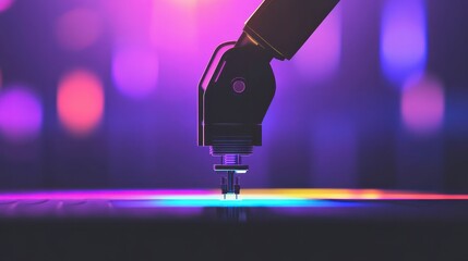Futuristic Robotic Arm Close up Neon Lights Background Technology Concept