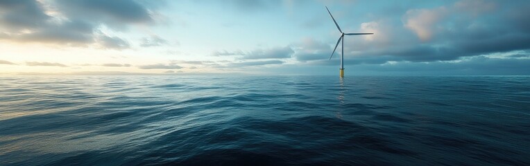 Obraz premium Offshore wind turbines generate renewable energy under clear blue skies over the ocean