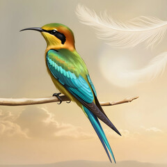 Obraz premium A vibrant majestic beeeater perched on a tree branch