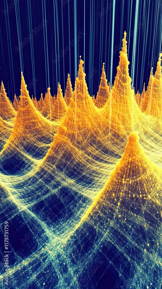 Poster Visual Representation of Brownian Motion Showcasing Bell Shaped Curves in Particle Diffusion