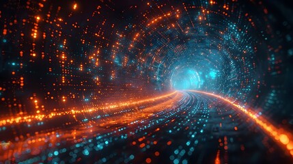 Obraz premium Quantum Computing Future Dynamic Particle Tunnel Visualizing Potential Advancements in Quantum Technology