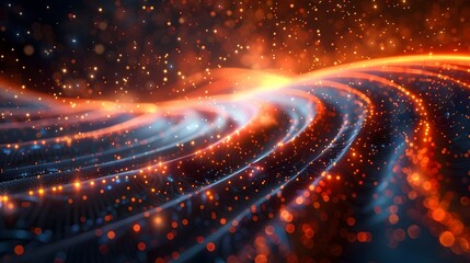 Obraz premium Luminous Quantum Dance A Mesmerizing Visualization of the Fundamental Unit of Quantum Information