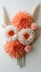Red and White Chrysanthemum, Bouquet of Roses and Flowers, using generative ai