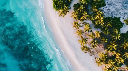 Paradise Island with White Sands, Turquoise Waters, and Swaying Palms