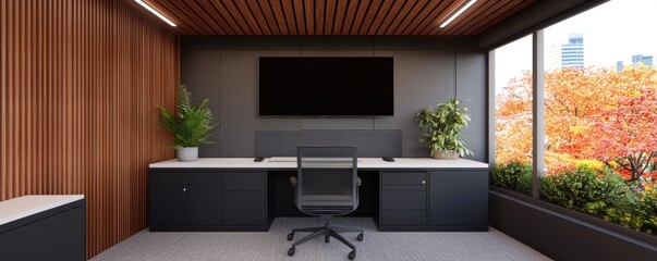 Innovative business management technology in a modern office environment gigapixel quality urban view