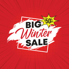 Winter Sale special offer banner with brush stroke background for business, promotion and advertising. Vector illustration.
Big winter sale words cloud, winter sale banner.