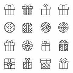 Gift Box Line Art Icon Collection