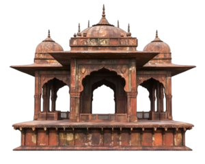 Grand Red Fort with Intricate Mughal Architecture on transparent background