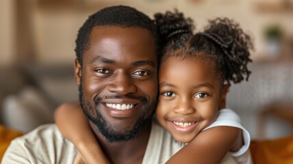 Happy father carrying daughter and smiling