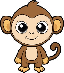 Fototapeta premium Adorable Cartoon Monkey: A charming illustration of a baby monkey