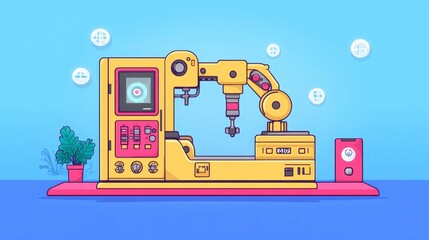 Naklejka premium Automated Robotic Arm Industrial Machine Futuristic Factory Technology Smart Manufacturing Process