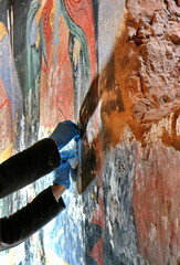 Restoration of frescoes in the monastery