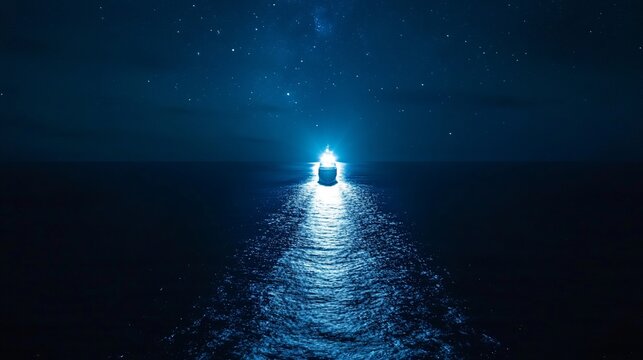 Night cruise ship ocean voyage starry sky