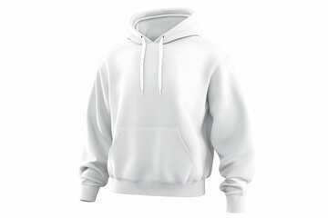 A blank white hoodie sweatshirt mockup isolated on a white background, perfect for design print mockups.