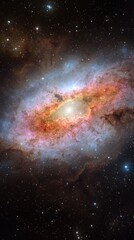 Fototapeta premium Captivating soft pastel galaxy with gentle star clusters cosmic depths digital art ethereal space scene serene viewpoint