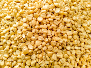 Closup view of organic yellow corn seed background