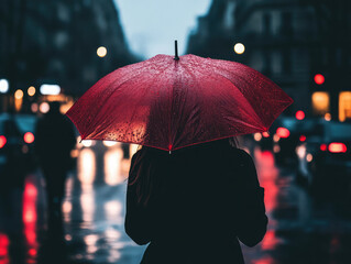 person with umbrella in rain