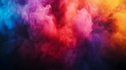 Fototapeta premium Vibrant Holi Powder Explosion in Colorful Smoke on Dark Background