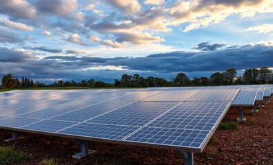 Solar panel with dutch sky innovative solar panel innovation power electricity energy technology panel renewable