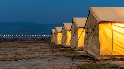 Emergency immunization tents illuminated at night in visatuk gigapixel standard environment