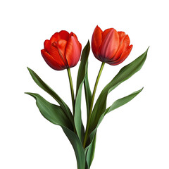 Fototapeta premium a bunch of red tulips on a transparent background, PNG image, PNG file, Generative art.