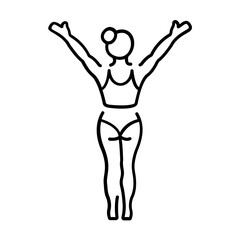 Gymnastic girl icon in linear style 